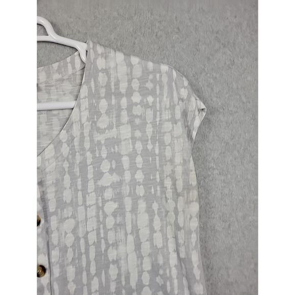 Torrid Gray Tie Dye SS V Neck Tie Front Stretch Button Up Shirt Women's 00 Large - Picture 4 of 12